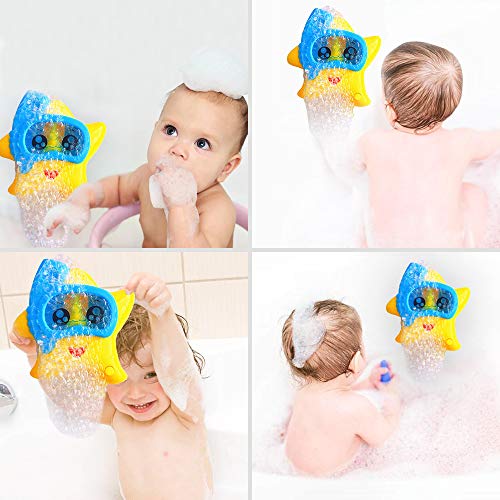 Baby Bath Toys Bubble Machine Bathtub Toys Starfish Bubble Maker for Toddler Kids 6-12 Months 1 2 3 4 5 6 Years Old Boys Girls Make Happy Bubble Bath Time Gift Choice