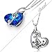 Brilla Gifts for Women Heart Of The Ocean Necklace Fashion Jewelry Waltz of Love for Mother's Day Blue Swarovski Elements Crystal