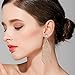BriLove Wedding Bridal Dangle Earrings for Women Beaded Tassel Crystal Fringe Chandelier Jewelry Clear Gold-Toned
