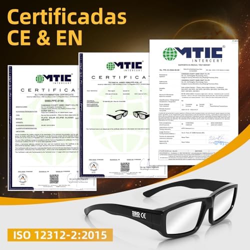 Gafas Eclipse Solar Homologadas ISO 12312-2 Montura Plástico Pack 3