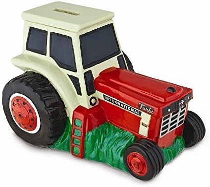 Polyresin Red/White International Harvester Tractor Bank