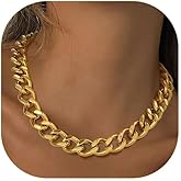 ChainsPro Cuban Link Chain for Women,Stainless Steel Chunky Necklace Silver/Gold Plated Thick Chain Choker, 12/16/20 mm Width,18" and 20" Punk Hip Hop Trendy Non Tarnish Jewelry Gifts