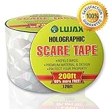 Bird Repellent Scare Tape with Free Bonus - Shiny Bird Deterrent tape to safely Scare Birds Away - Amazing Woodpecker Deterrent - 200 Ft. roll with 100% Guarantee