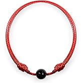 Luck Strings Black Tourmaline Red String Bracelet – Handmade Kabbalah Evil Eye Protection Amulet with Adjustable Cord | Unisex Spiritual Jewelry Gift for Men & Women