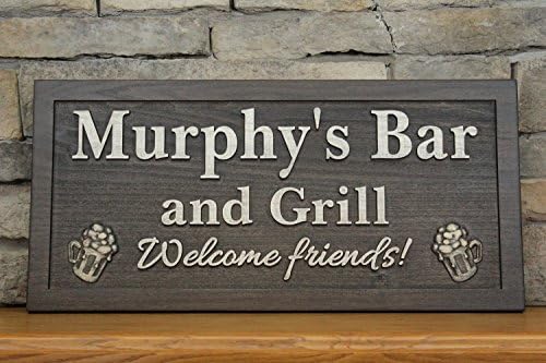 Bar Sign Anniversary Gift Family Name Sign Carved Wood Sign Personalized Sign Wine Sign Beer Sign