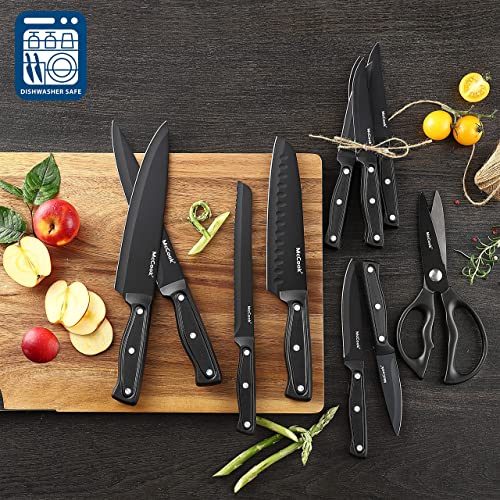 McCook Knife Set with Builtin Sharpener Block, MC701 Kitchen Knife Set