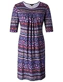 Chicwe Women's Plus Size Vintage Floral Designed Shift Dress With Pleats 1X-4X