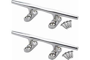 MIZUGIWA Boat Cleats Stainless Steel 4 inch 5 inch 6 inch 8inch Marine Dock Cleat Open Base with Fasteners for Boat Docks,Decks,Kayaks,Marine, Silver/Black