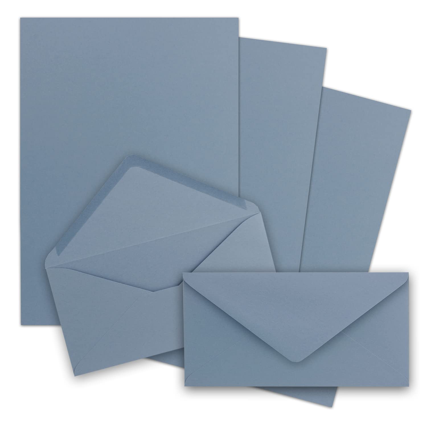 FarbenFroh by Gustav Neuser 25 x A4 Writing Paper Sets with DIN Long Envelopes, Wet Seal, Grey Blue, Matte Writing Paper with Envelopes — image 1