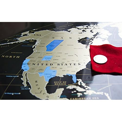 Carte Du Monde à Gratter Noire Haute Qualité Planisphère