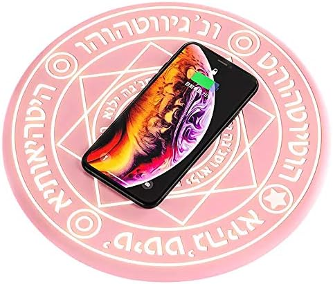Magic Array Wireless Charger, 10w Ultra-Thin Qi Fast Wireless Charging Pad, Compatible with iPhone X/XS/MAX/8/8 Plus/Galaxy Note 9/S9/S10/S9 Plus/Note 8/S8 Edge More (Adapter NOT Included) (Pink)