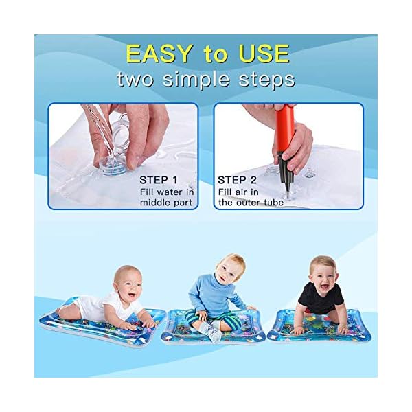 Wendergo Tummy Time Mat Inflatable Water Mat Baby Playmat Sensory Toy Early Development Activity Pad for Infants…