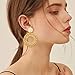 CEALXHENY Rattan Earrings for Women Handmade Straw Wicker Braid Drop Dangle Earrings Lightweight Geometric Statement Earrings for Girls (A Round)