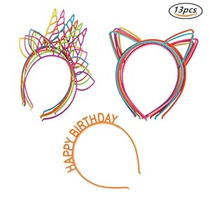 Candygirl Diademas de Orejas de Gato Niñas Niños Diadema de Plástico Unicornio,Disfraces o Fiestas, Multicolor