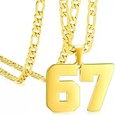 LULUMONIA 67 Chain 67 Necklace Chains for Boys Man Stainless Steel Basketball Soccer Baseball Team Number Pendant Chunky Chain Sport Necklace