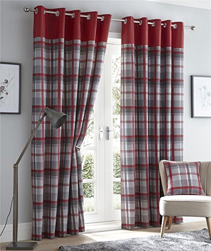 Homemaker Lined Curtains With Eyelet Rings Red Grey Or Charcoal