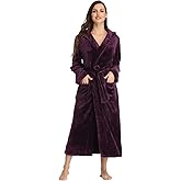 RONGTAI Womens Robes Plush Fleece Hooded Bathrobe Thick Nightgown with Pockets Fluffy Sleepwear