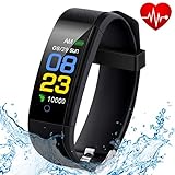 Fitness Tracker Smart Watch Waterproof - with Heart Rate Monitor, Blood Pressure Monitor, Sleep Monitor, Pedometer for Walking, Calorie Counter, Call/SMS Reminder for Kids Women and Men