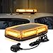 WoneNice 12V 60W Amber/Yellow COB LED Roof Top Emergency Hazard Warning LED Mini Strobe Beacon Lights Barw/Magnetic Base and 16 ft Straight Cord with Lighter Plug