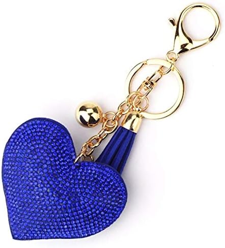 Seraphis Glitter Heart Keyring Blue Crystal Rhinestone Love Keychain Charm Pendant Purse Bag Jewellry for Women
