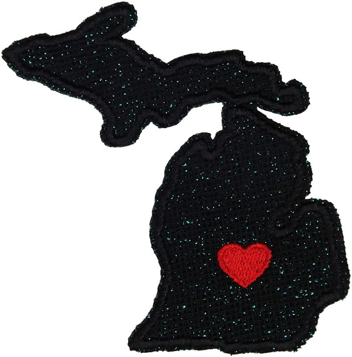 Mixed Media - Michigan State MI Black Glitter Sparkle Embroidered Iron On Patch