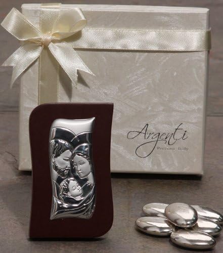 Argento Holy Family Silver Religious Icon on Wood - Made in Italy