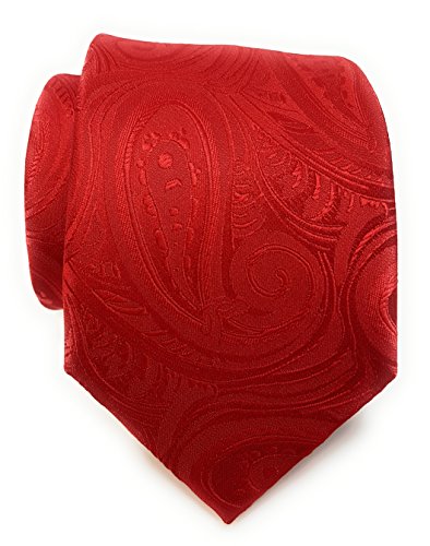 Labiyeur Paisley Medium Men's Tie Necktie (Red)