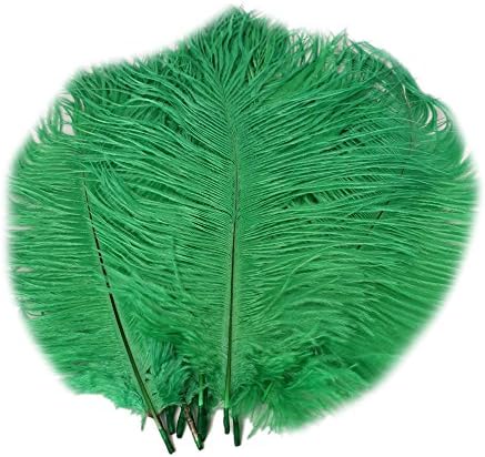 Wansu 10pcs Ostrich Feathers 6-8inch(15-20cm) for Home Wedding/Table/Party/carnivals Decoration,Green