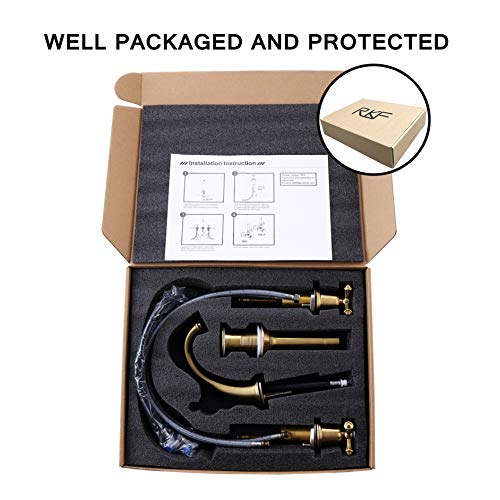 RKF Solid Brass Two Handle Widespread Bathroom Sink Faucet with METAL Pop-up Drain with overflow and CUPC Supply Hoses,CWF034-BG,Brushed Gold - Thumbnail 5