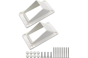 2PCS Qlvily 2" x 3 1/2" Stair Rail Handrail Vinyl Bracket Kit, Vinyl Fence Brackets, Fence Parts, Screws Included