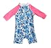 BONVERANO Kids UPF 50+ Sun Protection L/S One Piece Zip Sun Suit with Sun Hat (3-6 Months, Blue/White)