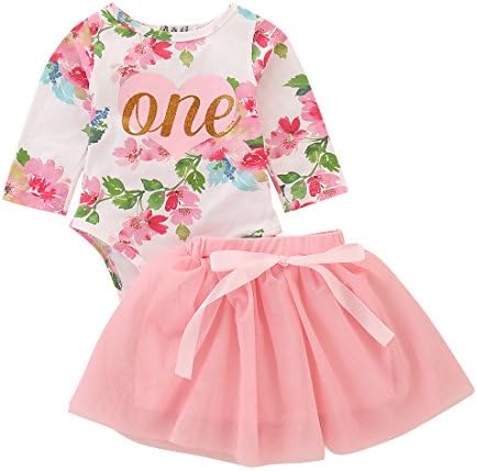 Rvbelbay Baby Girl Clothes Birthday Romper Sleeveless Tops Shirt +Tutu Skirt 2PCS 0-24M