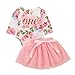 HAPPYMA Baby Girl Fall Outfits 1st Birthday Romper Long Sleeve Tops Floral Tutu Skirt 2Pcs Clothing Set (Pink # 2, 12-18 Months)