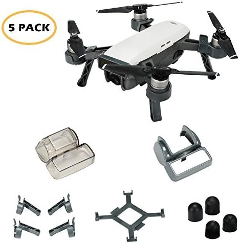 5PCS DJI Spark Accessories Kits, Including Landing Gear Leg, Lens Protector, Motor Protective Cover, Lens Hood Sunshade, Propeller Fixer(DJI Spark Not Included)