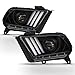 AKKON - For 2010-2014 Ford Mustang Tube LED Daytime Running Lamp Bar w/Sequential Turn Signals Projector Black Headlights Pair