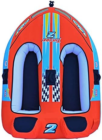 MRT SUPPLY Tirade II Inflatable 2 Person Rider Towable Boat Water Tube Raft with Ebook