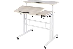 soges 31.5inches Height Adjustable Desk Laptop Desk on The Wheels, Rolling Stand Up Desk Computer Desk Adjustable Standing De
