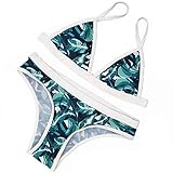 Sherry007 Womens Printed Cut Out Bikini Halter Racerback Swimsuit Beachwear