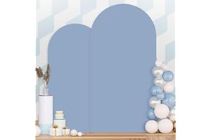 PATYDEST Dusty Blue Arch Cover Set of 2 Spandex Fitted Arch Stand Cover 7.2FT 6FT Wedding Arch Backdrop Stands Cover Round Top Chiara Arch Frame Cover Backdrop Fabric for Baby Shower Arch Decor
