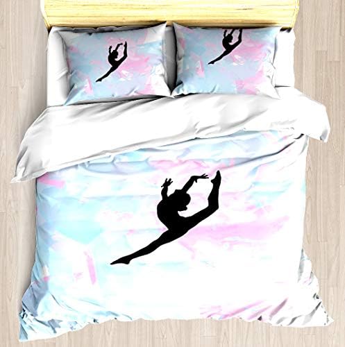 KJHJK Water Colour Gymnastics Silhouette - Duvet Cover Set Soft Comforter Cover Pillowcase Bed Set Unique Printed Floral Pattern Design Duvet Covers Blanket Cover TWIN/XL Size