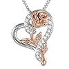 SNZM Collier de Fleurs pour Les Femme Coeur Collier Infini Fille en Argent Bijoux en Cristal Cadeau d’amour Infini pour…