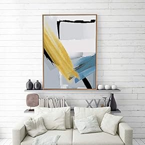 Framed Canvas Home Artwork Decoration Golden Abstract Style Canvas Wall Art for Living Room, Bedroom - 16x24 inches