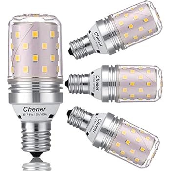 E17 Intermediate Base LED Bulb,4 Pack 8W(60 Watt Light Bulbs Equivalent),Soft White 3000K,Non-dimmable,Metal Shell,360 Degree Angle for Microwave Oven,Ceiling Fan and IKEA Lamp,4 Pack,Chener