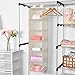 MaidMAX 6 Shelf Hanging Closet Organizer Storage Collapsible Hanging Closet Shelves Hanging Organizer for Closet with 2 Widen Straps, Foldable, Beige, 51.5 Inches High