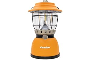 Camelion Rechargeable Retro LED Lantern - 800 Lumens Dimmable Ambient Light with 4400mAh Power Bank, Warm & White Modes, Anti
