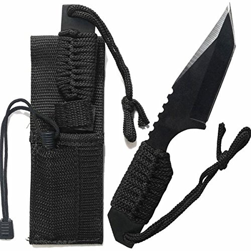 7.5" Tactical Tanto Fixed Blade Knife Survival Paracord & Magnesium Firestarter