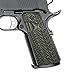Cool Hand 1911 Slim G10 Grips, Full Size(Government/Commander), Magwell Cut, Big Scoop mag. Release, 3/16 Thin, Ambi Safety Cut, OPS Texture, These Grips Only Work with Short Bushings,OD Green/Black
