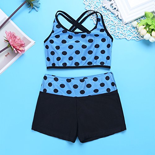 image for YiZYiF Childrens Girl Polka Dot Strappy Top Bra and Shorts set for Swi
