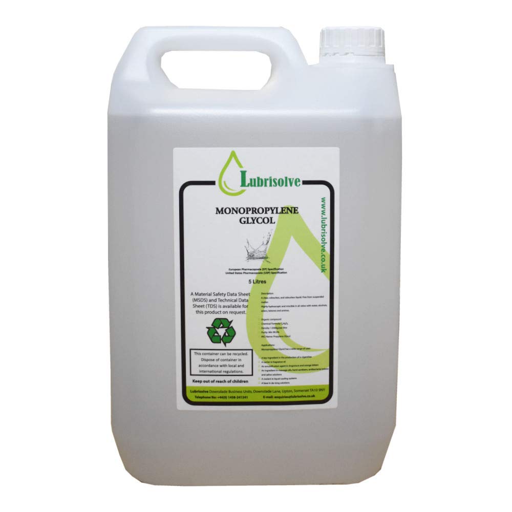 5 litres Monopropylene Glycol (PG) USP/EP GRADE min. 99.5% pure (5 litres)