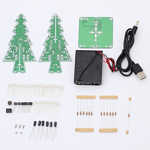 Icstation DIY 3D Christmas Tree Kit with 7 Color Flashing LED for Electronics solder Practice